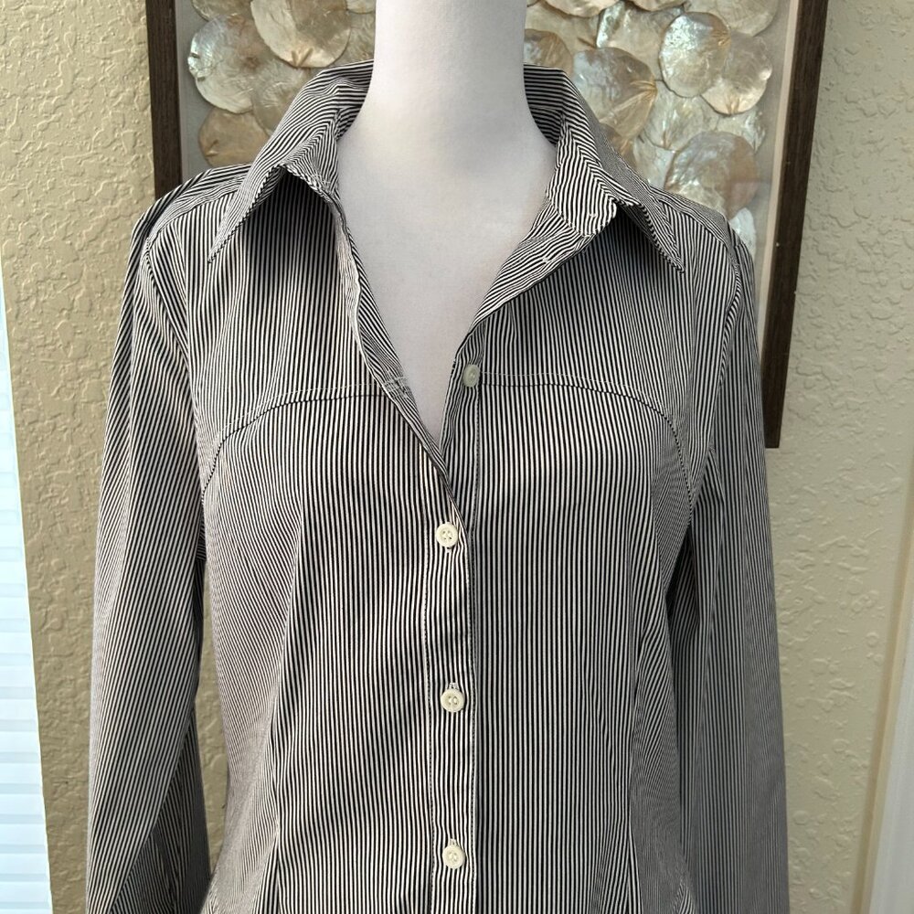 Inc. Navy & White Striped Fitted Shirt Dress - Picture 2 of 6